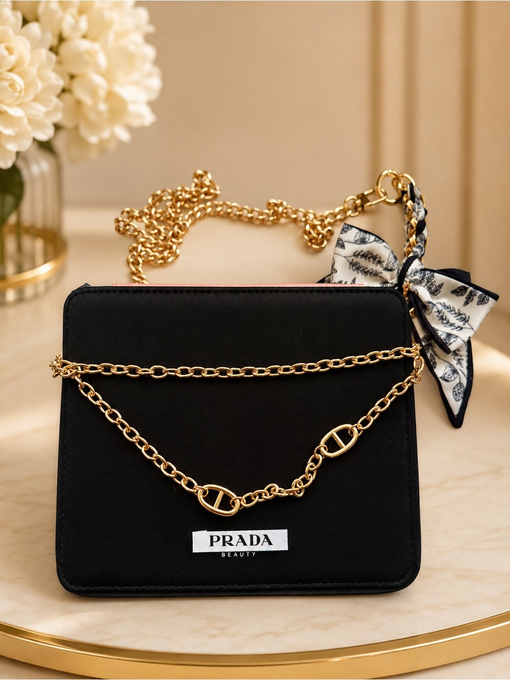 Prada beauty paradoxe black and pink cosmetic pouch